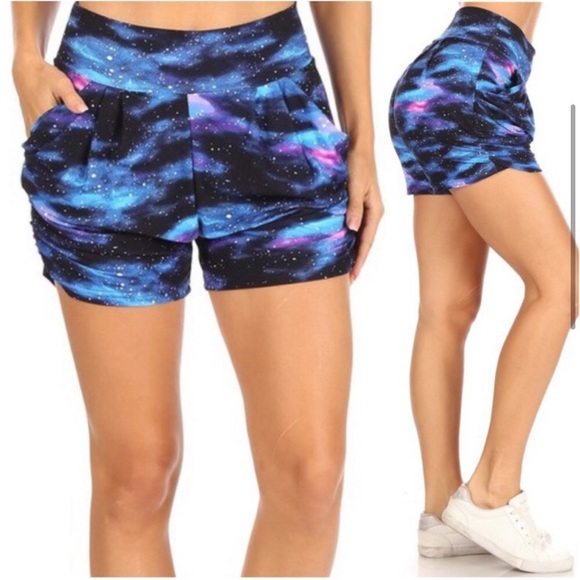 LAST PAIR: Harem galaxy butter soft comfy shorts - Picture 4 of 6